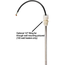 Varipower Fluoropolymer Heater 1/2in. Dia., 100W,  4in. Hot Zone, 7in. Length, 1 Element