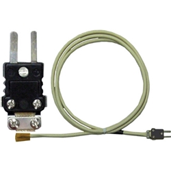 Thermocouple: Type J, 5 ft, 24 AWG, Fiberglass-Insulated